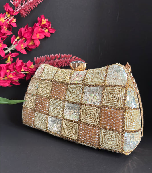 Mosaic Glamour Beaded Clutch
