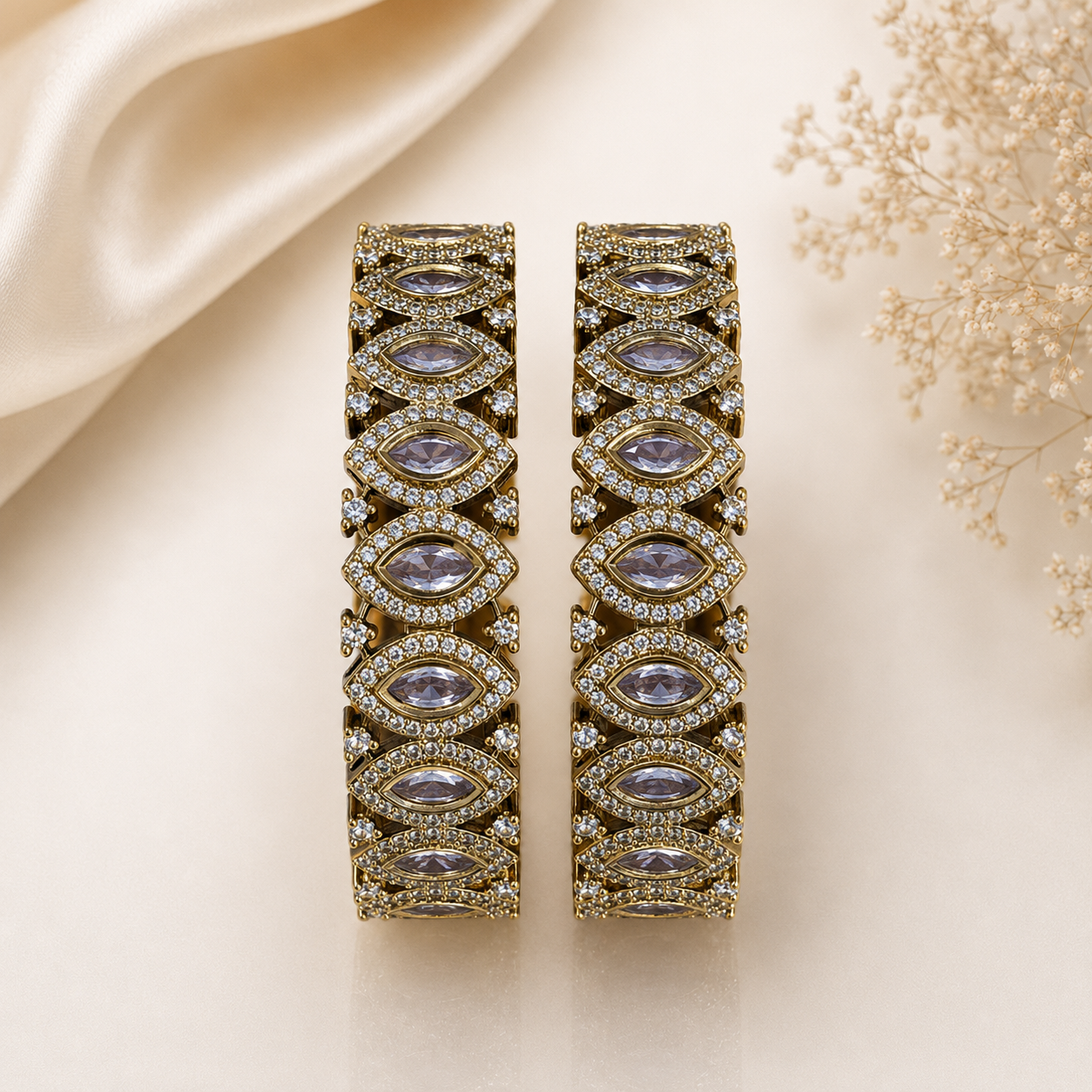 Victorian White stone bangles