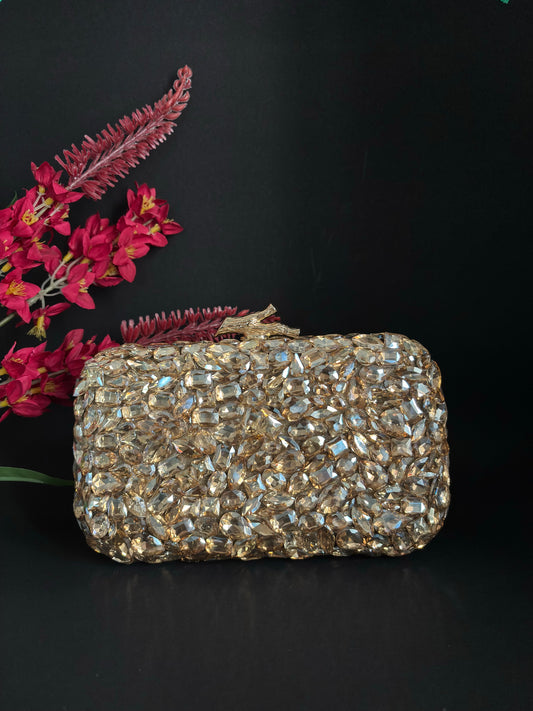Golden Champagne Crystal Clutch