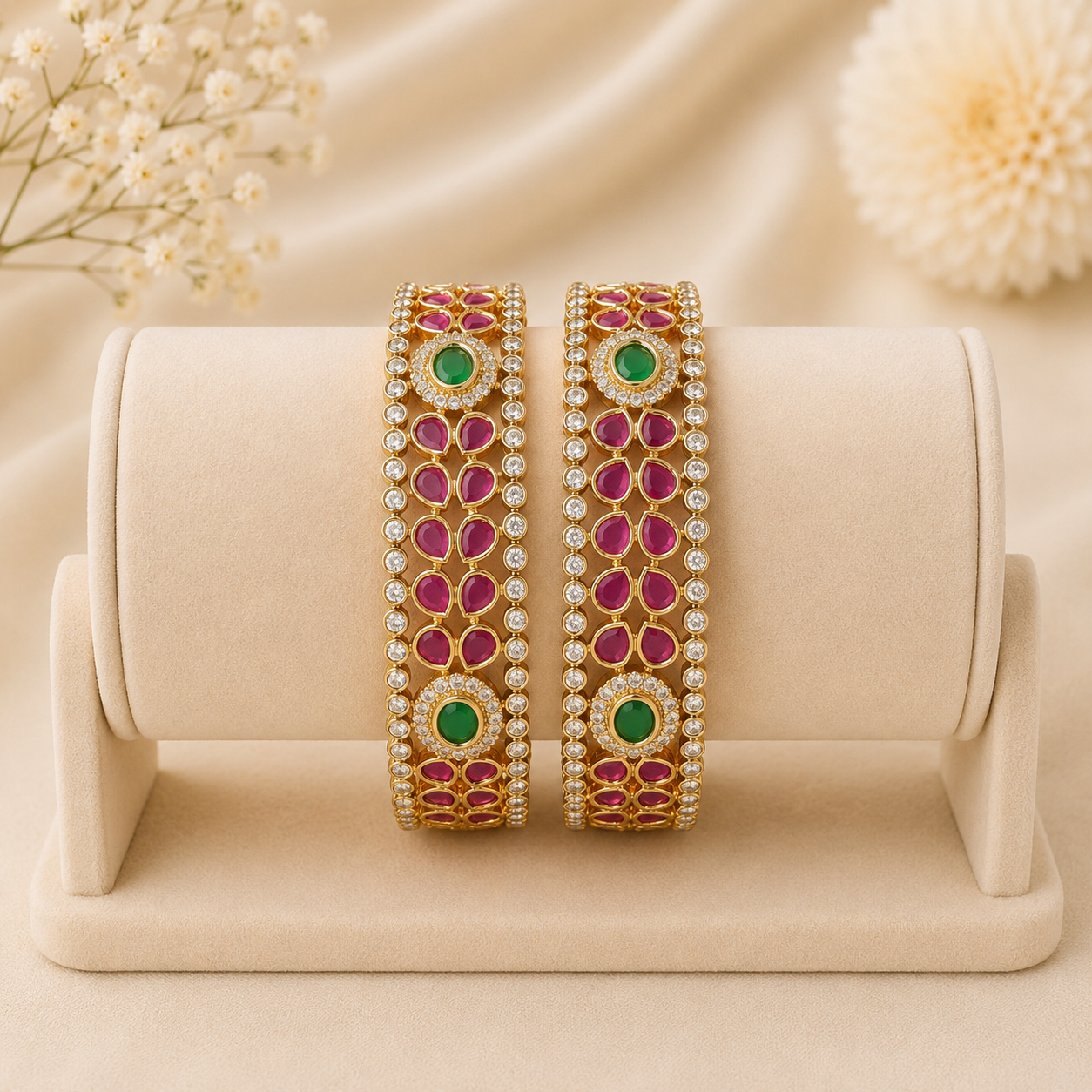 Royal Ruby & Emerald Premium Bangles