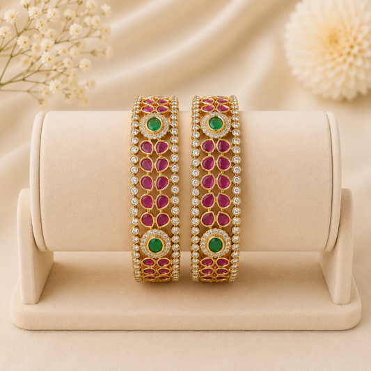 Royal Ruby & Emerald Premium Bangles