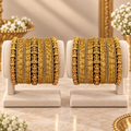 Golden Lakshmi Temple Thread Bangle Set