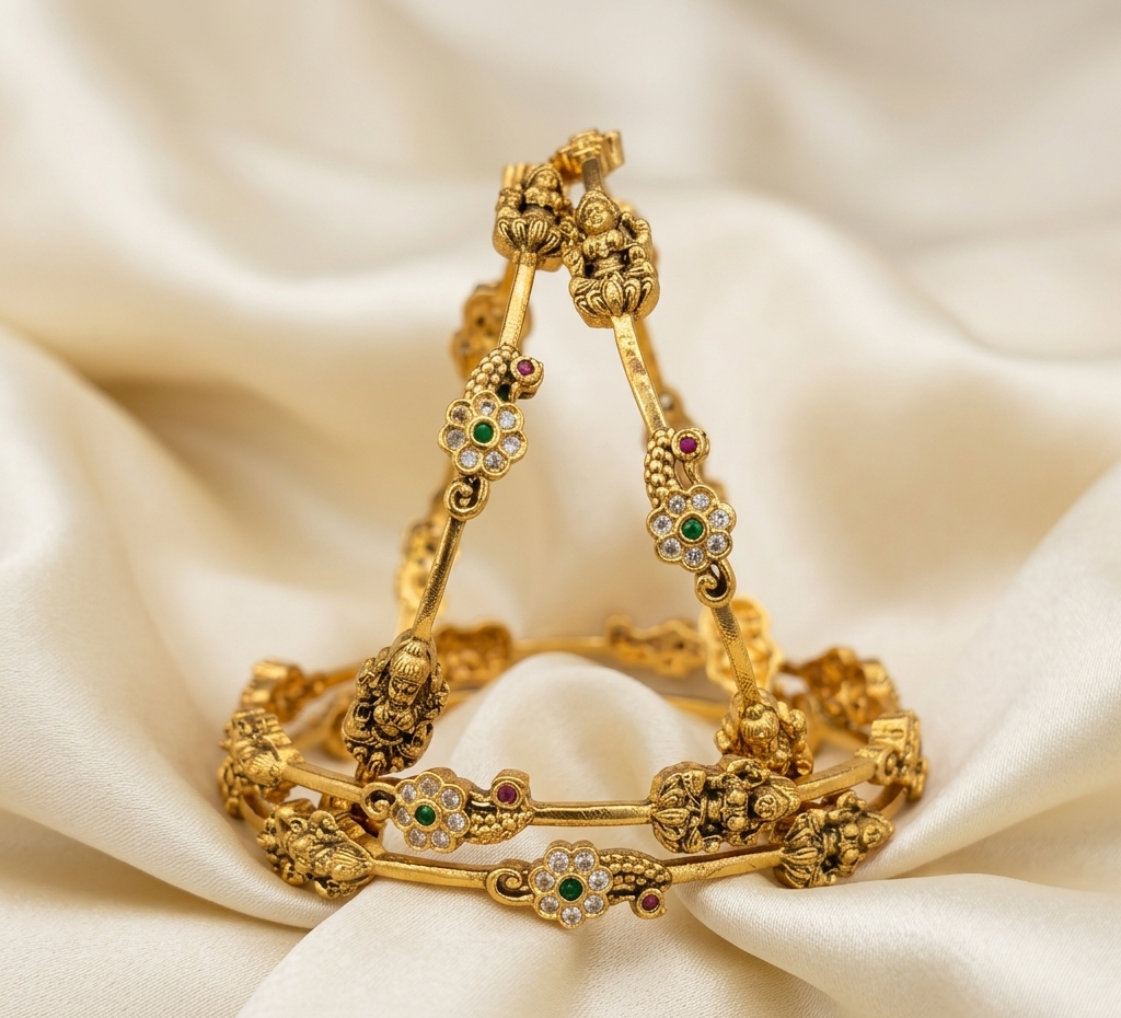Divine Lakshmi & Peacock Bangle Set