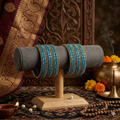 Turquoise Rain-Drop Gold Bangles Set