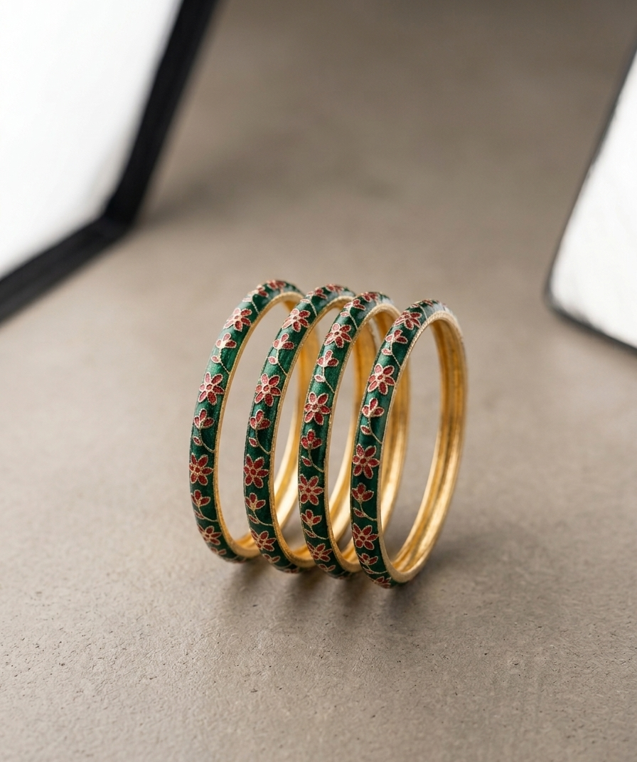 Verdant Floral Enamel Bangles