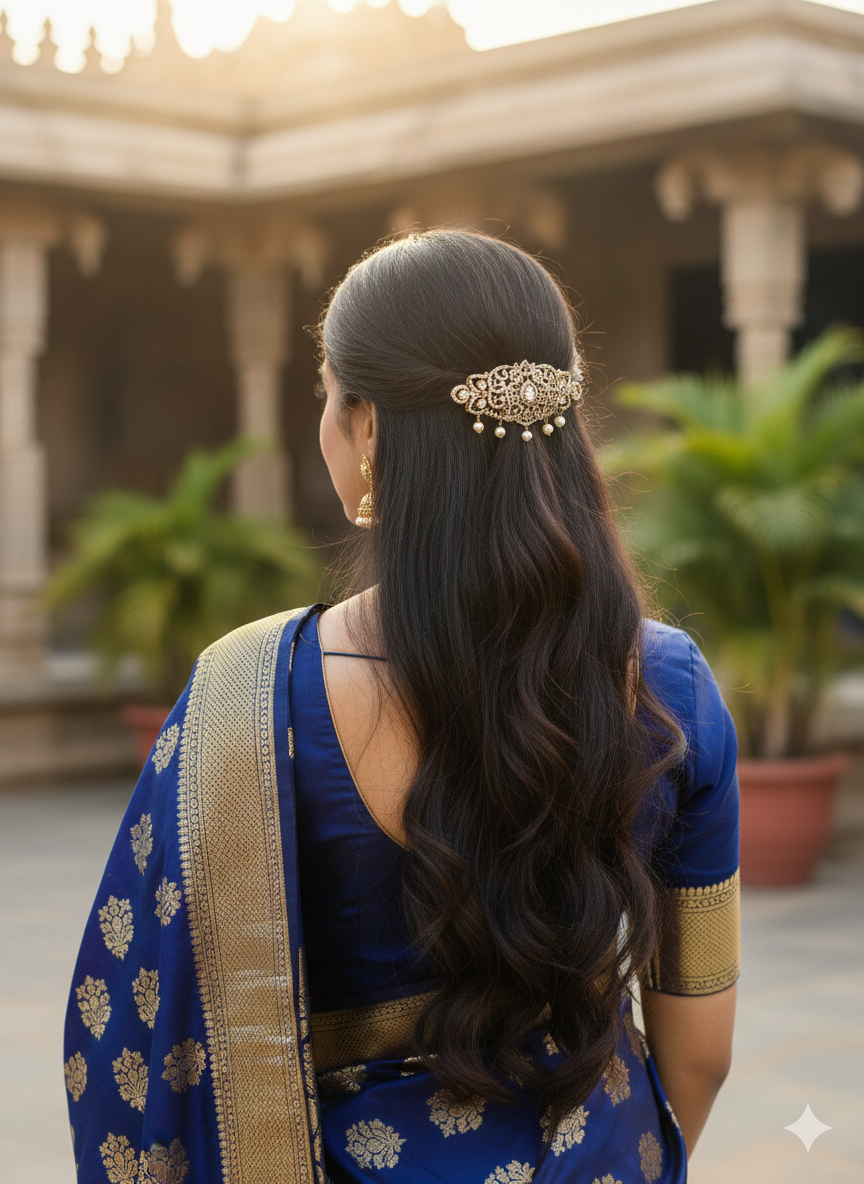 Vintage-Inspired Floral Bridal Hair Brooch with Pearl Charms