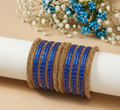 Navy Blue & Gold Raindrop Bangle Set