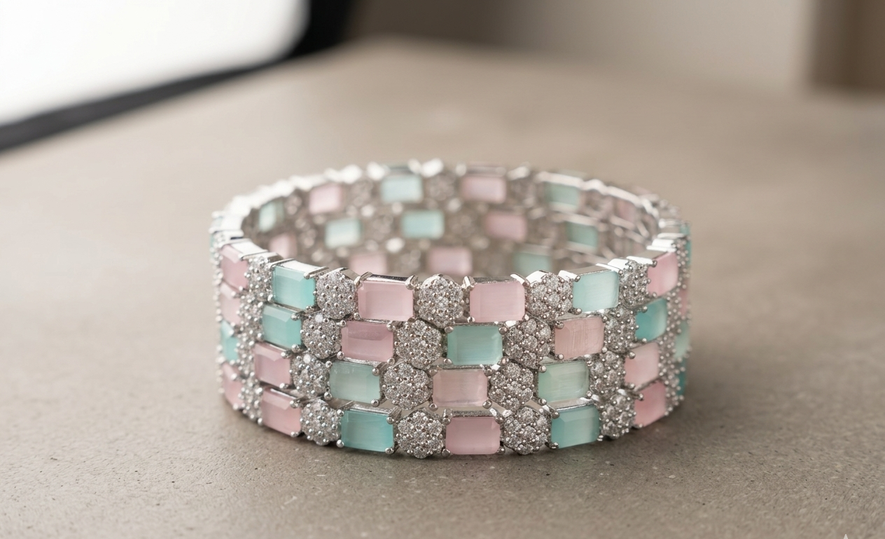 Pastel Stone Adorned Bangles