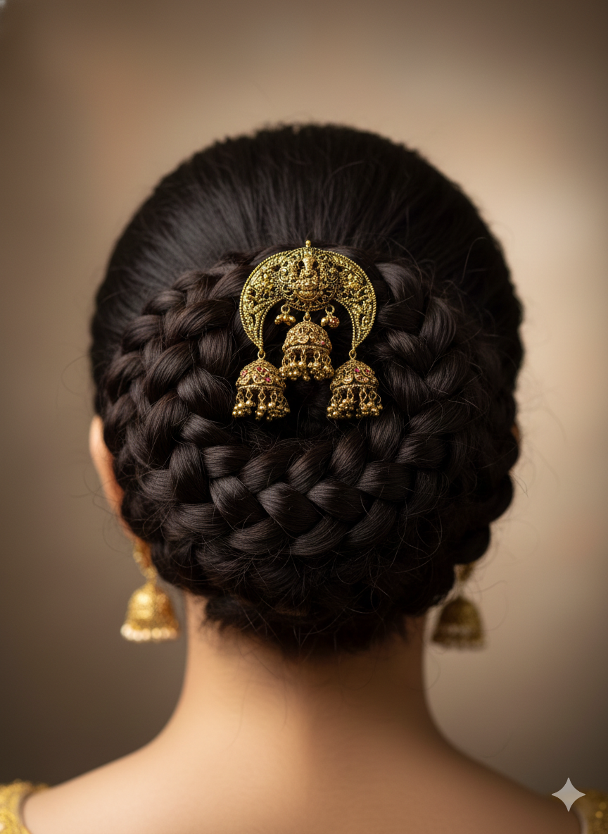 Antique Gold Shikhara Hair Brooch