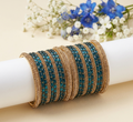 Peacock Blue Raindrop & Gold Stone Bangle Set