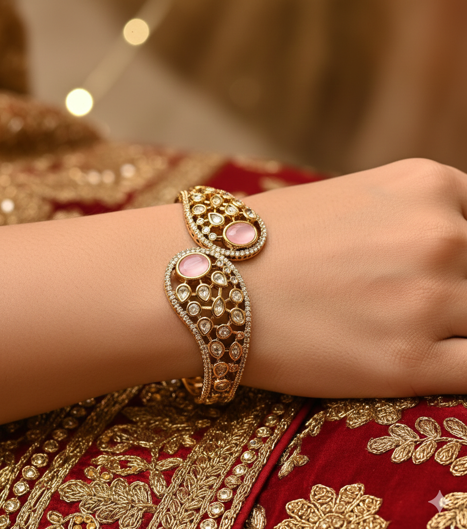 Aurora Pink Kundan Cuff