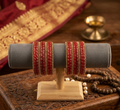 Raindrop Red with Gold Stone Bangles Set
