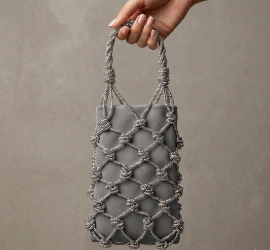 Silver Stones with Velvet base Mobile Pouch