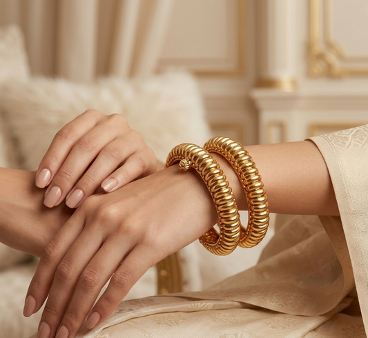 Classic Ribbed Gold Kada