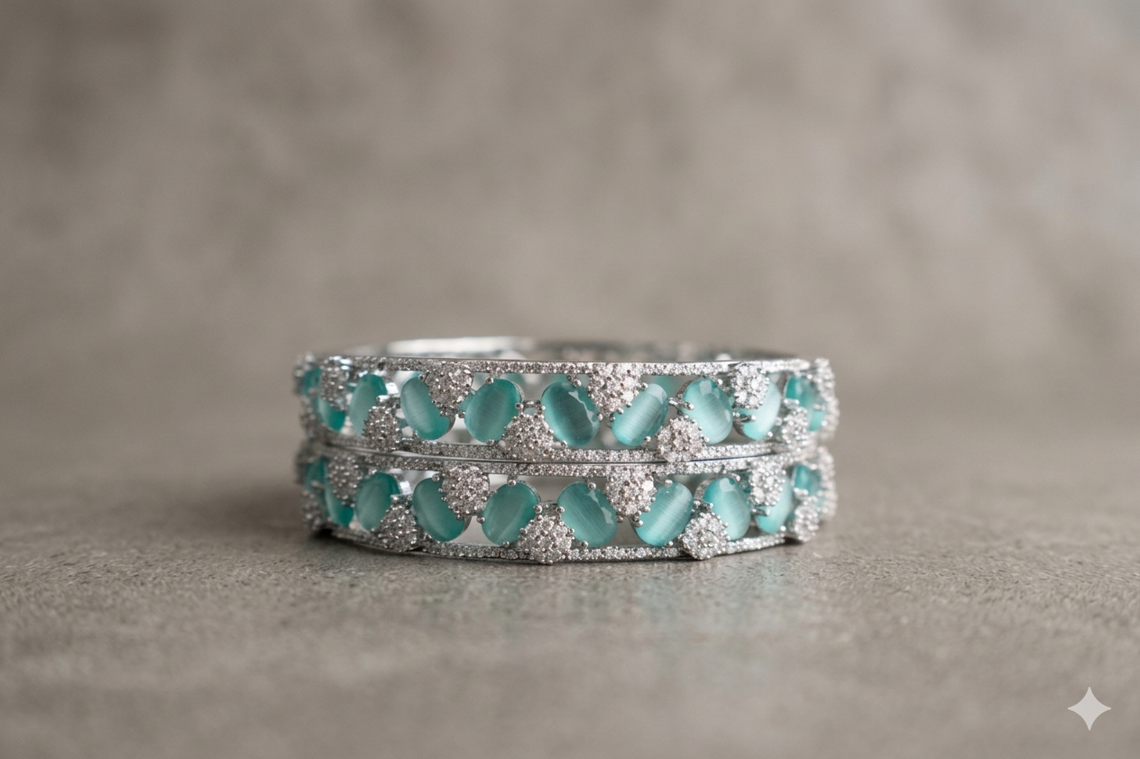 Mint Frost Silver-Plated Bridal Kadas