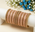 Peach Raindrop & Gold Stone Bangle Set
