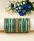 Raindrop & Gold Stone Bangle Set