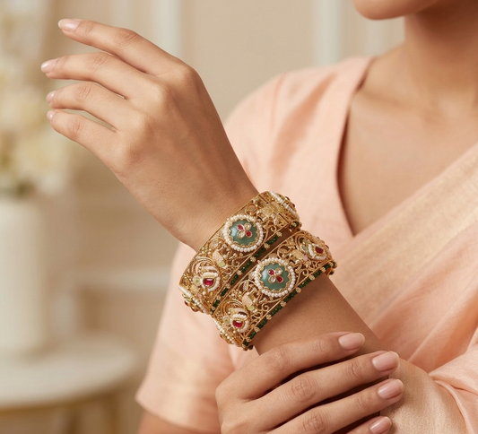 Gaja Heritage Pearl-Studded Kada