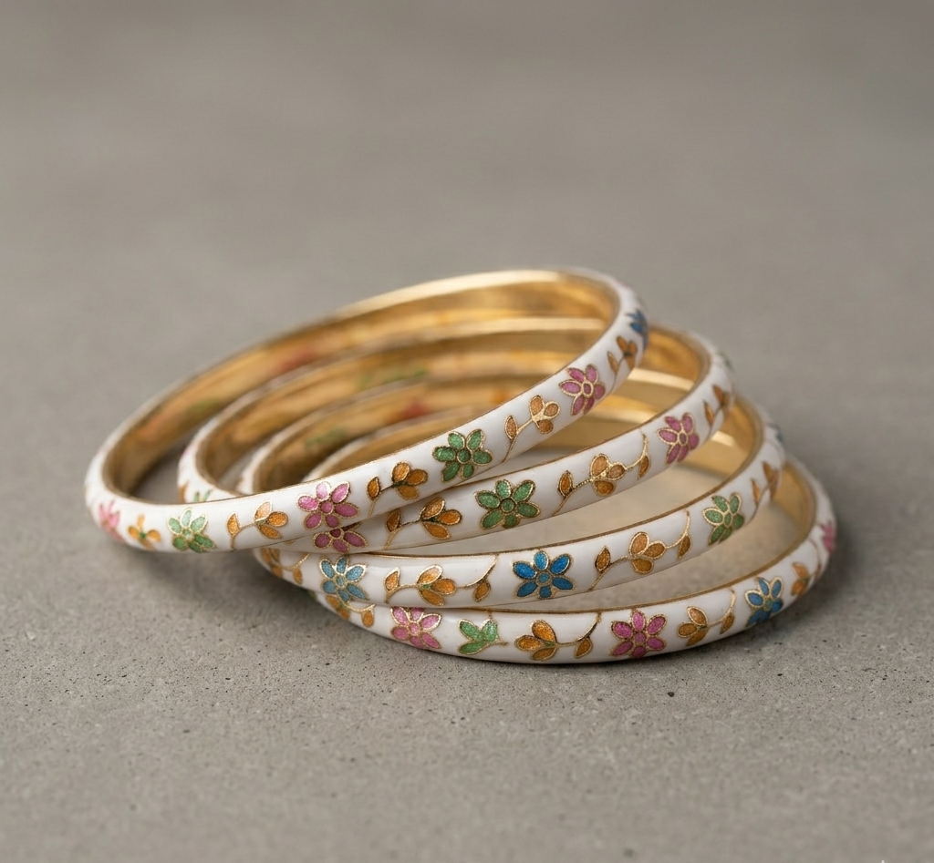 Ivory Garden Enamel Bangles