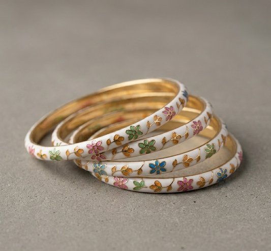 Ivory Garden Enamel Bangles