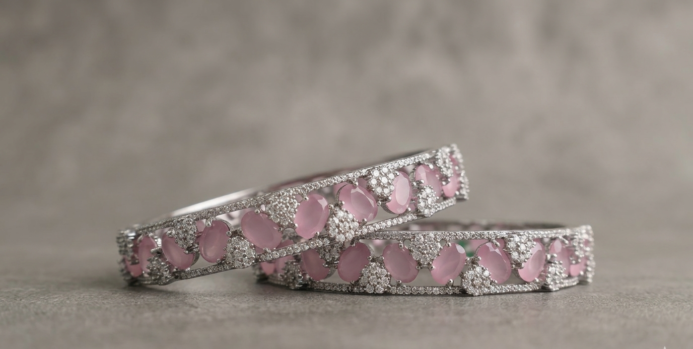 Pastel Pink Stone Embellished Kada