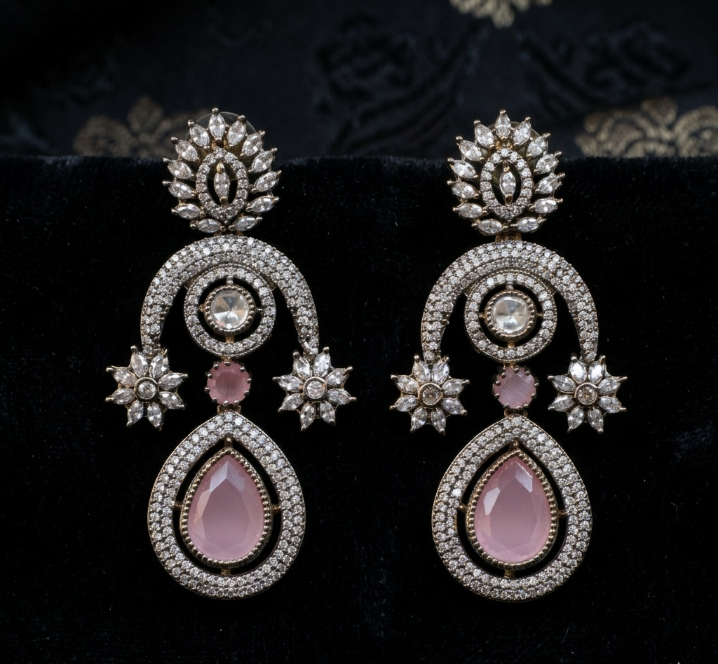 Gulabi Kundan Chandeliers