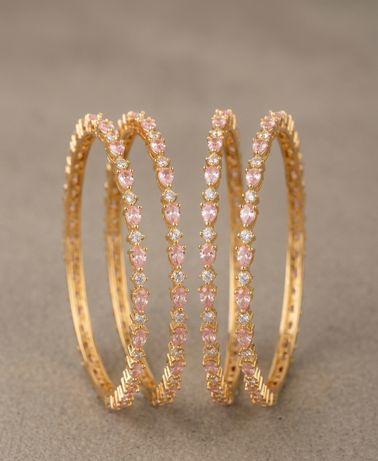 Pink Stone AD Bangle Set