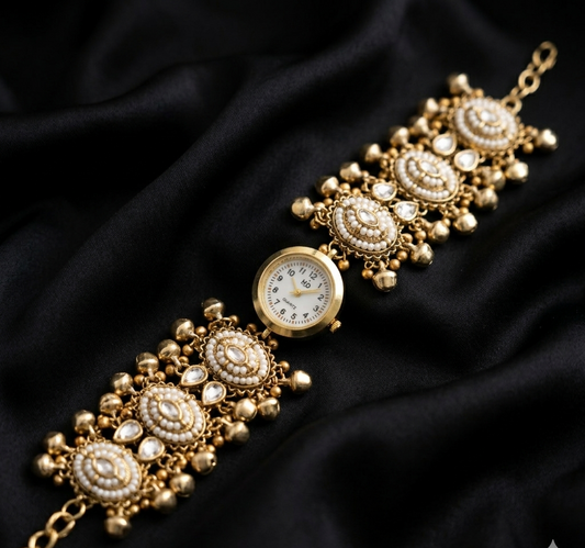Bridal Pearl & Gold Watch