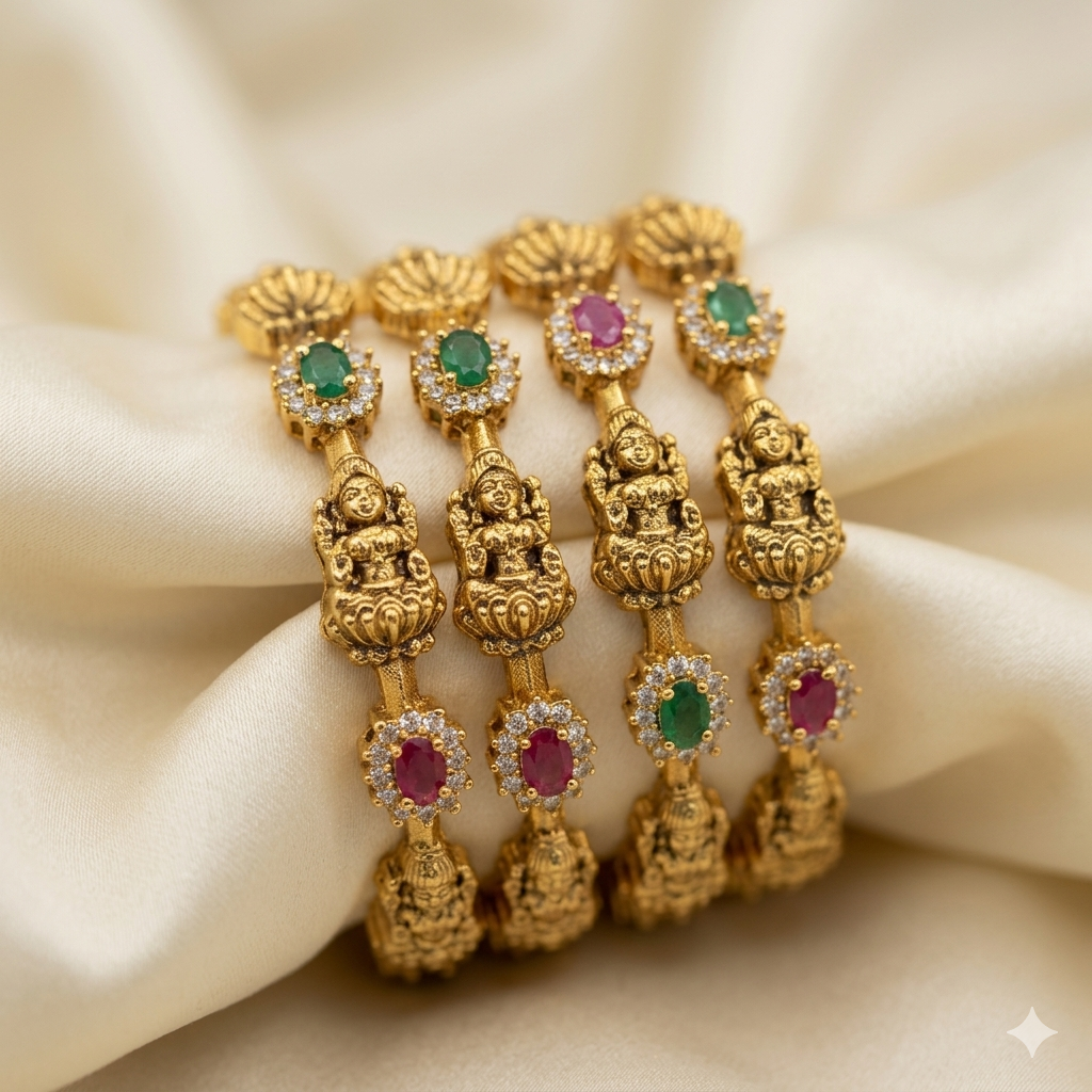 Divine Lakshmi Temple Bangles Set