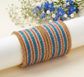 Raindrop & Gold Stone Bangle Set