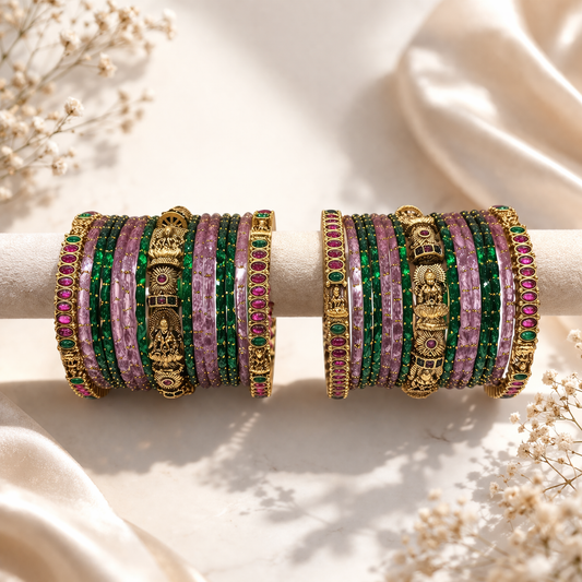 Raindrop Bangles & Antique Bangles Combo