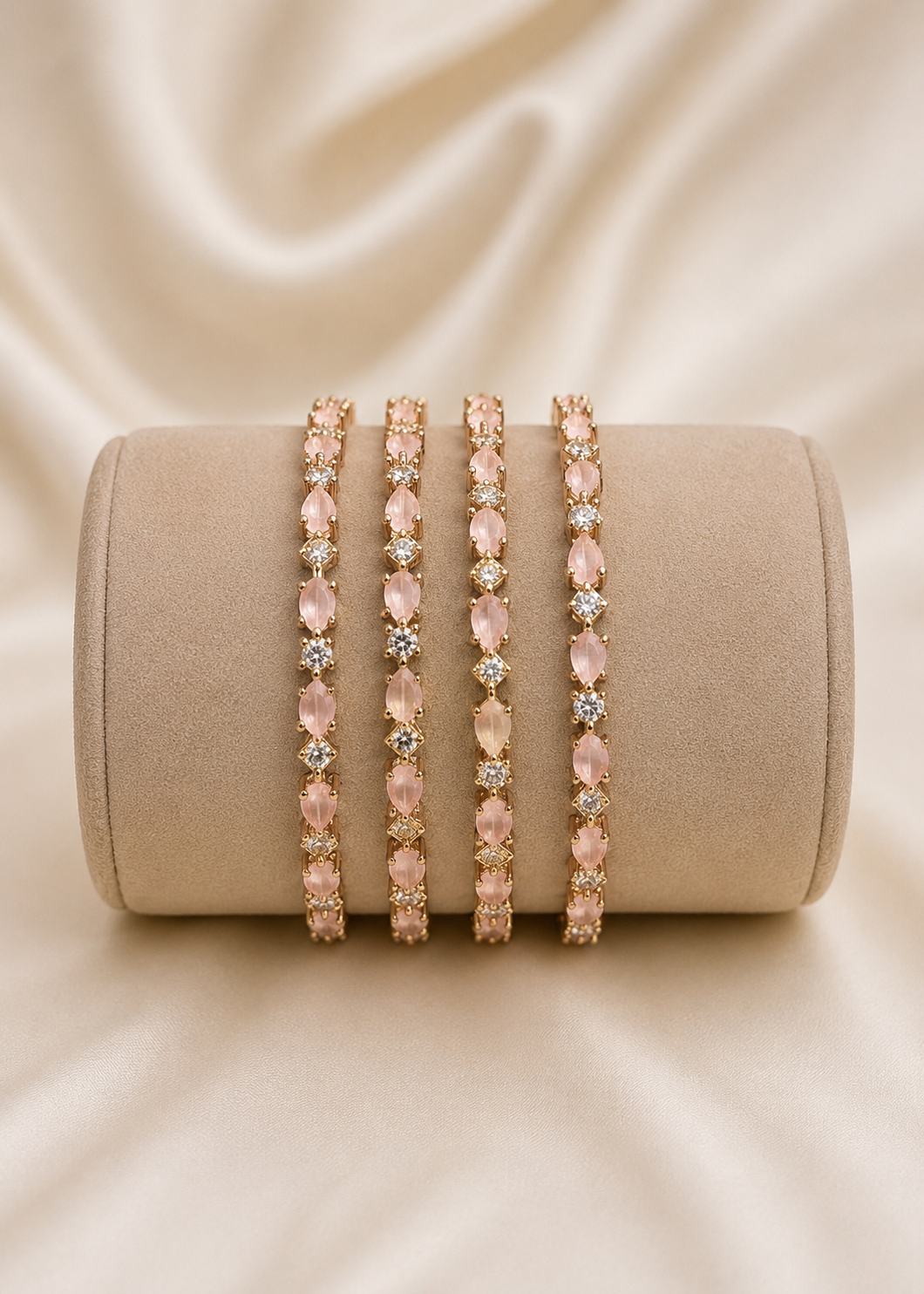 Pink Stone AD Bangle Set