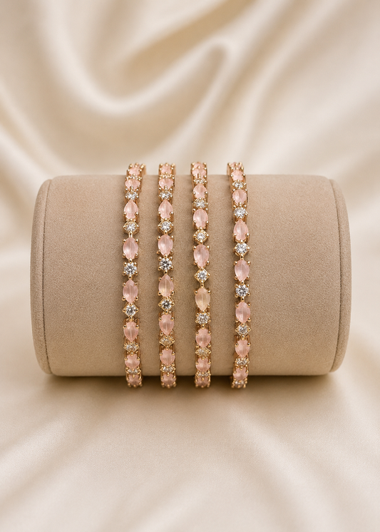 Pink Stone AD Bangle Set