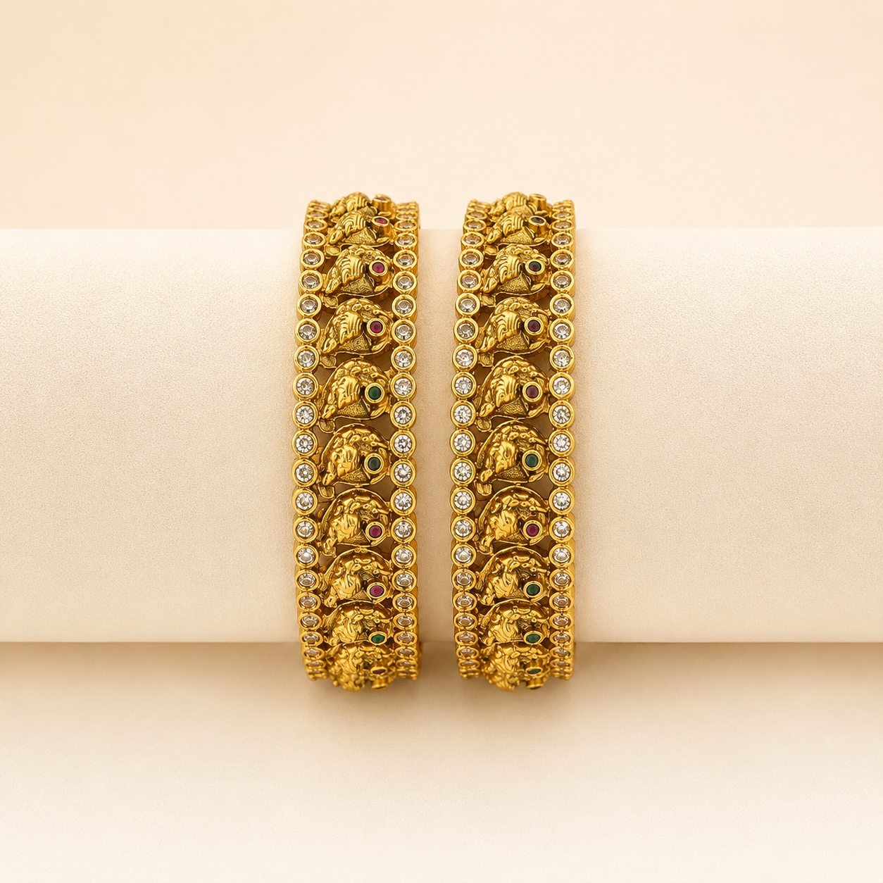 Antique Peacock CZ Kada Set