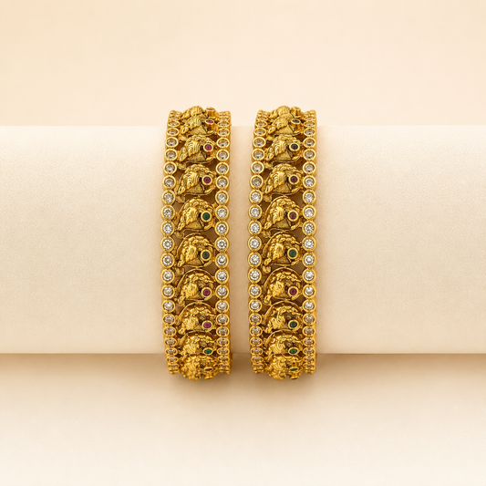 Antique Peacock CZ Kada Set