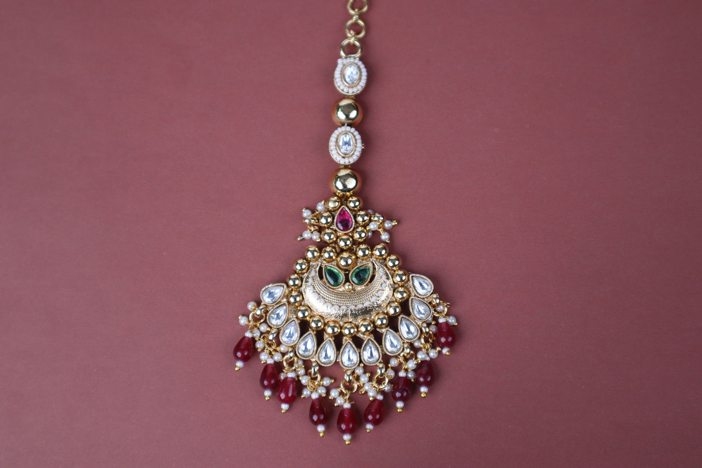 The 'Chandbali Ruby' Kundan Bridal Set