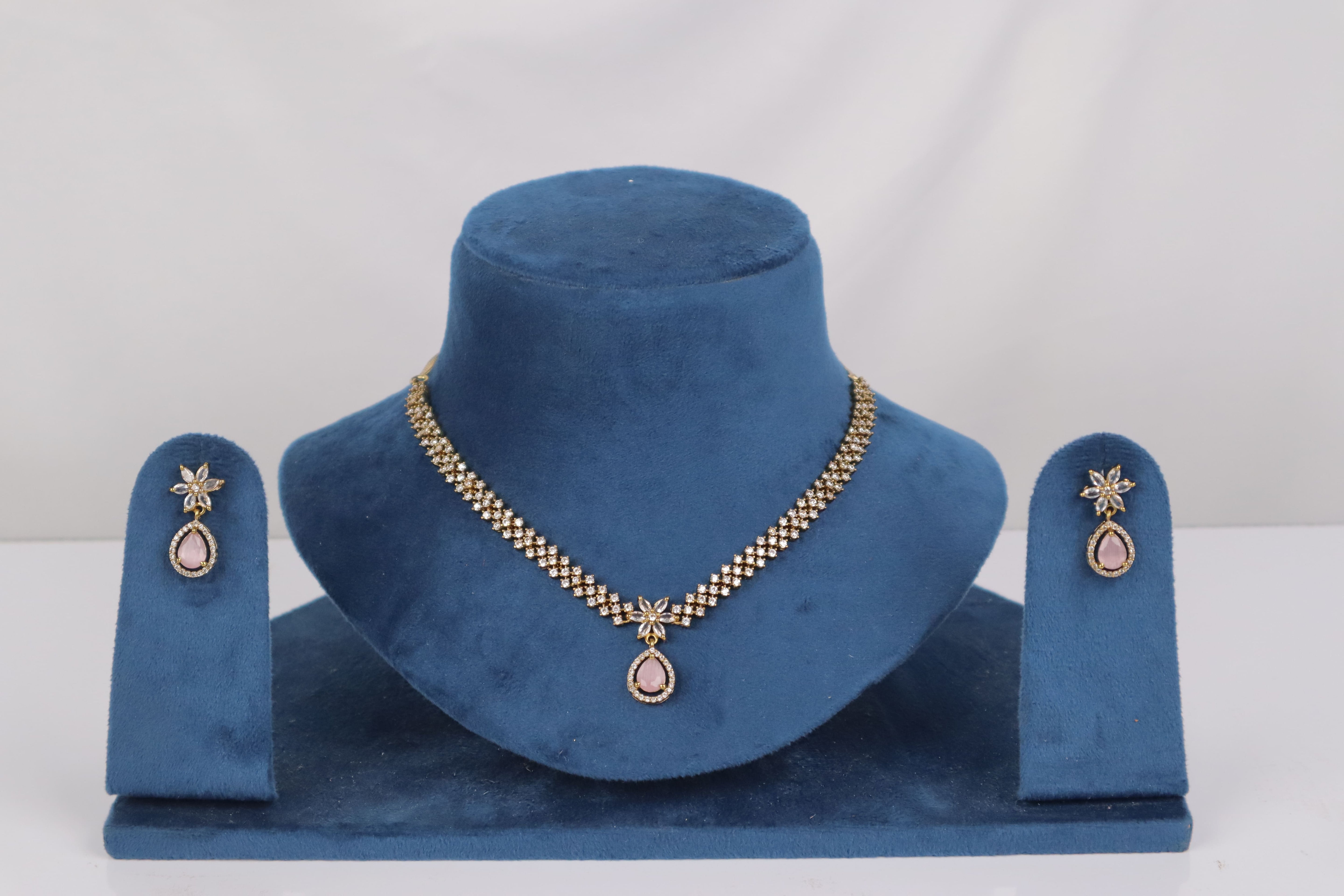 The Rose Blush Floral AD Necklace Set