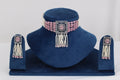 Elegant Pink Quartz-Tone Beaded Choker Necklace Set