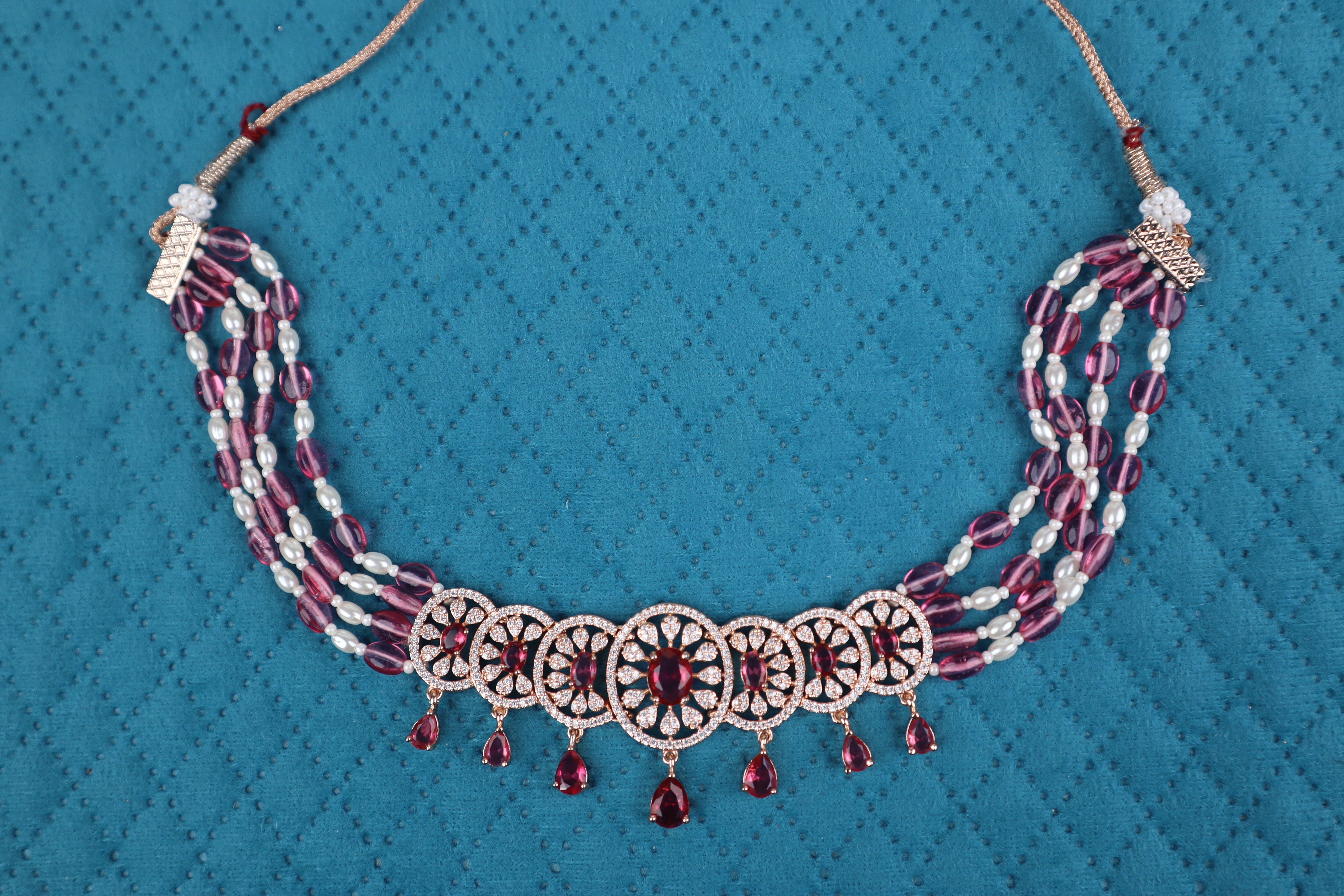 The Ruby & Pearl Beaded Choker Set