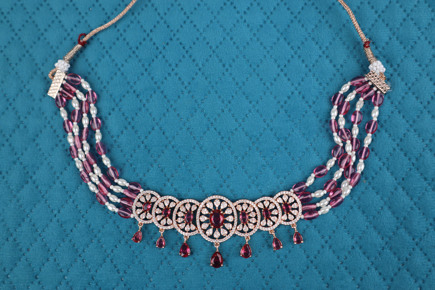 The Ruby & Pearl Beaded Choker Set