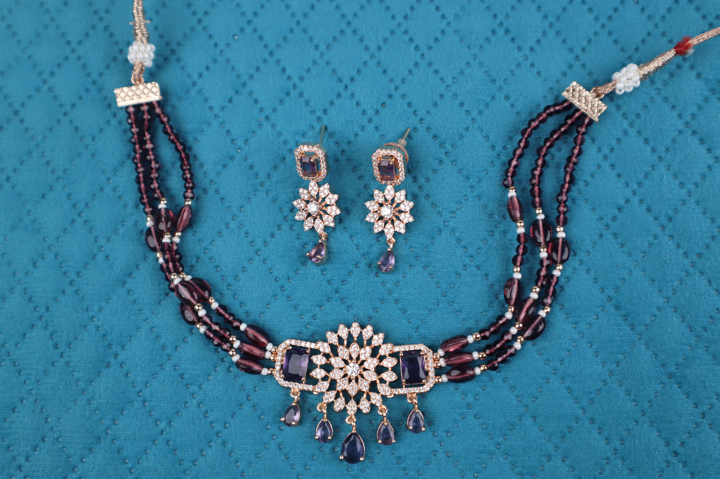 Regal Amethyst Purple Snowflake Choker Set