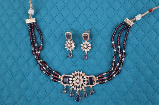 Regal Amethyst Purple Snowflake Choker Set