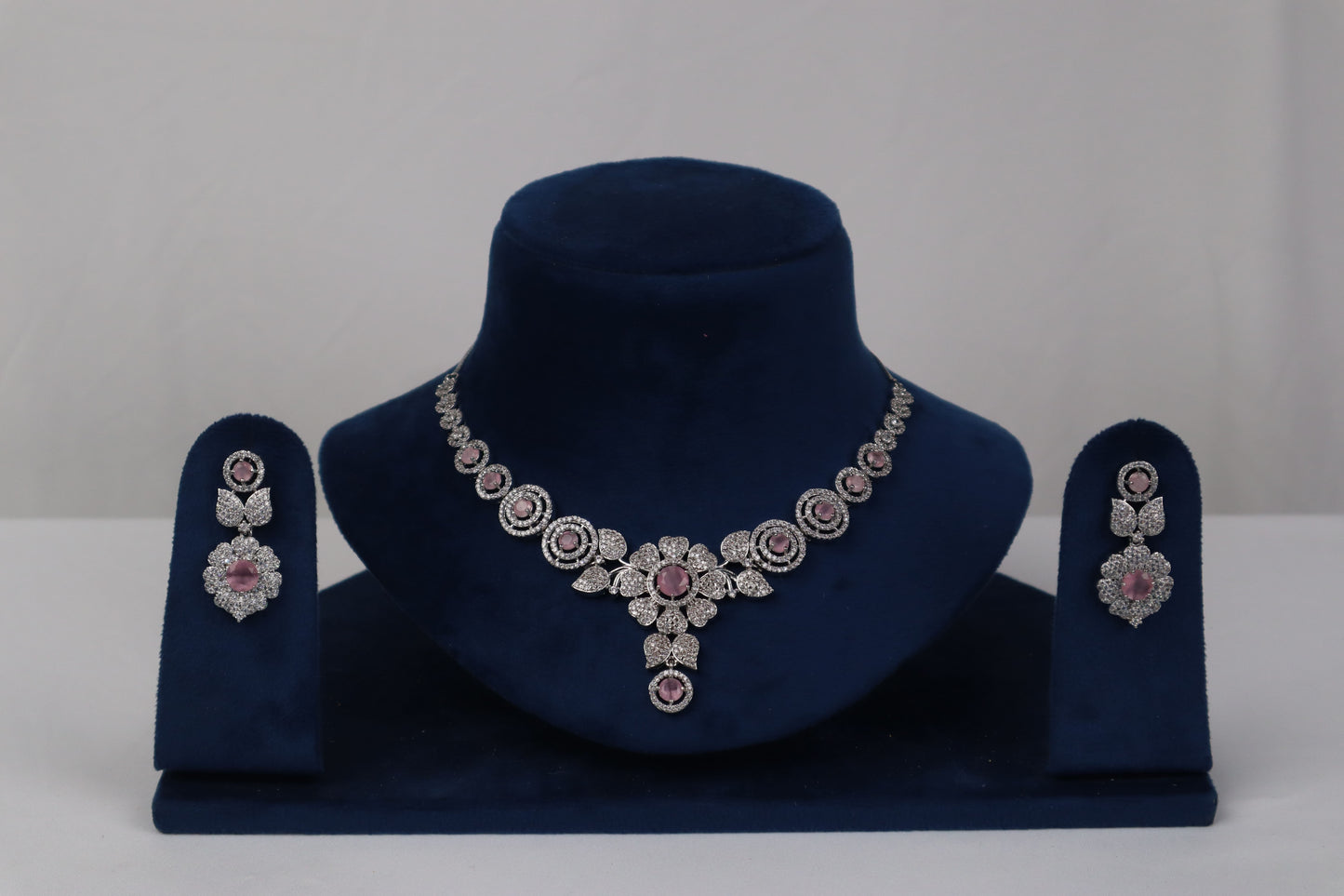 Rose Quartz Petal Blossom Necklace Set