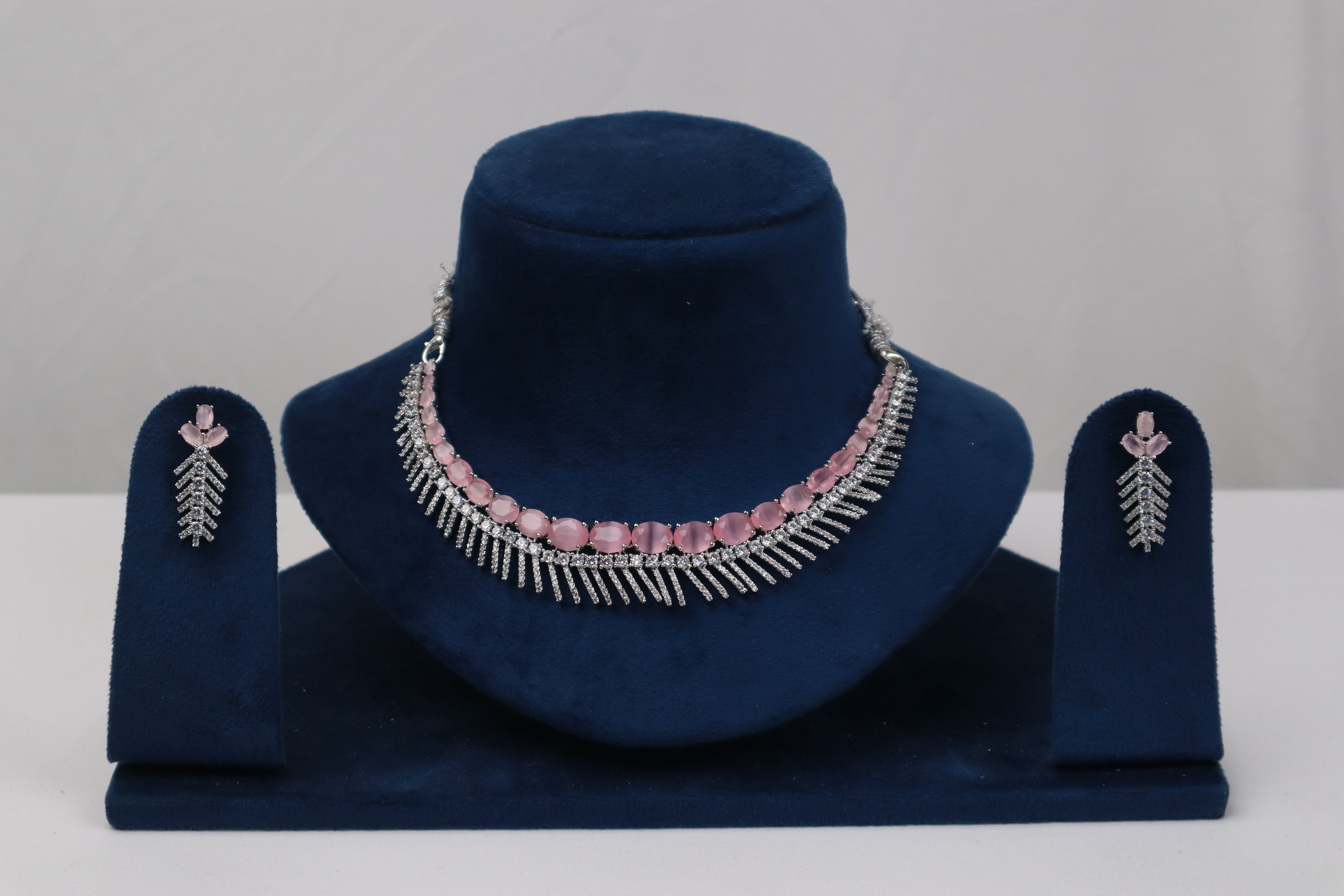 Rose Bloom Tapered Chevron Necklace & Earrings