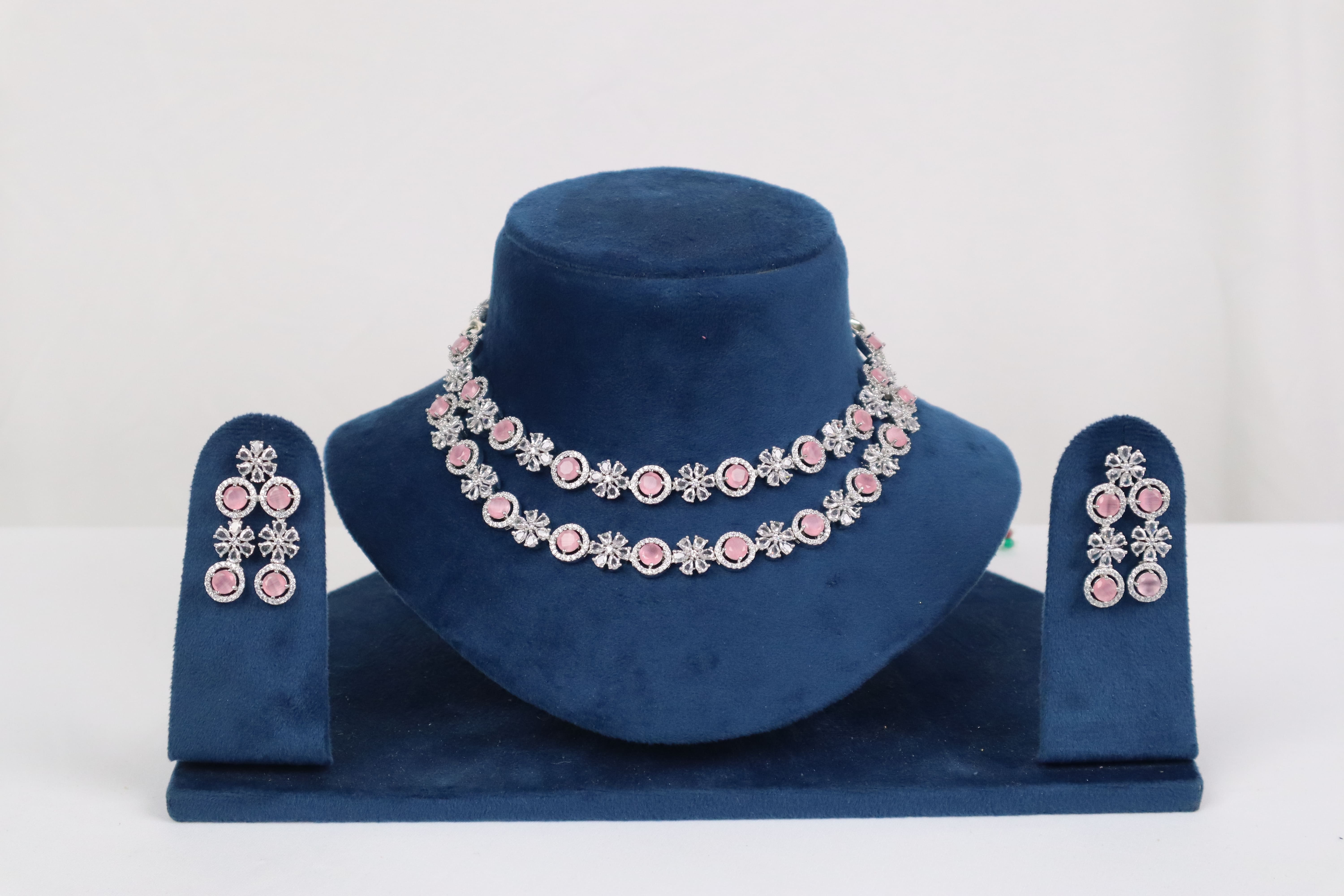 Blush Bloom Dual-Layer Necklace Set