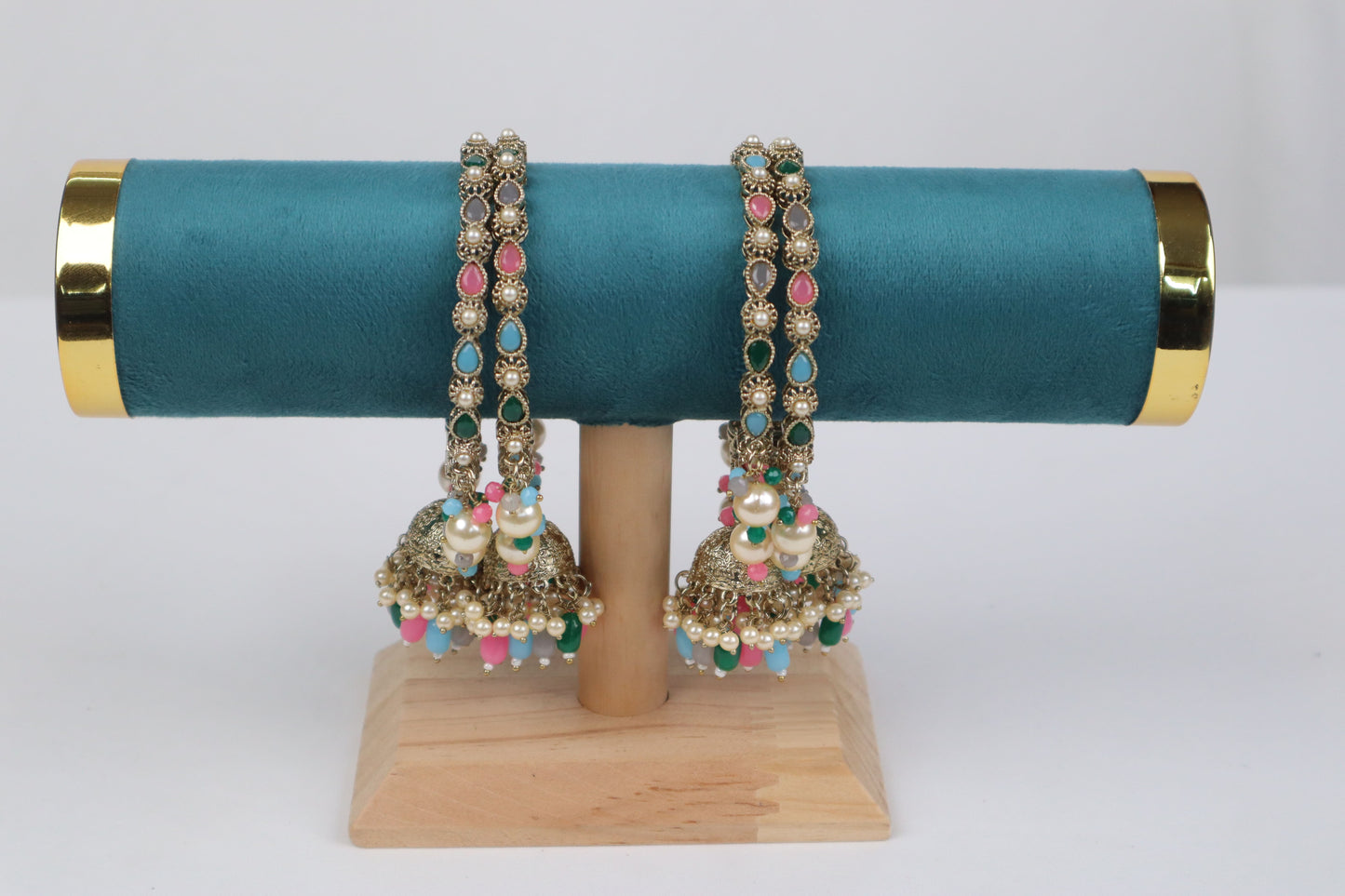 Antique Gold Multi-Hued Latkan Bangles