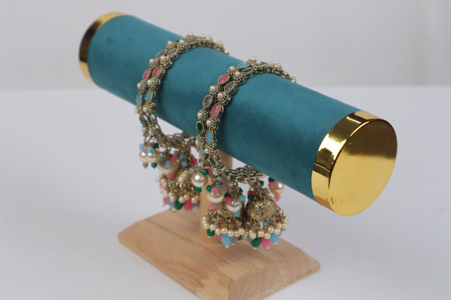 Antique Gold Multi-Hued Latkan Bangles