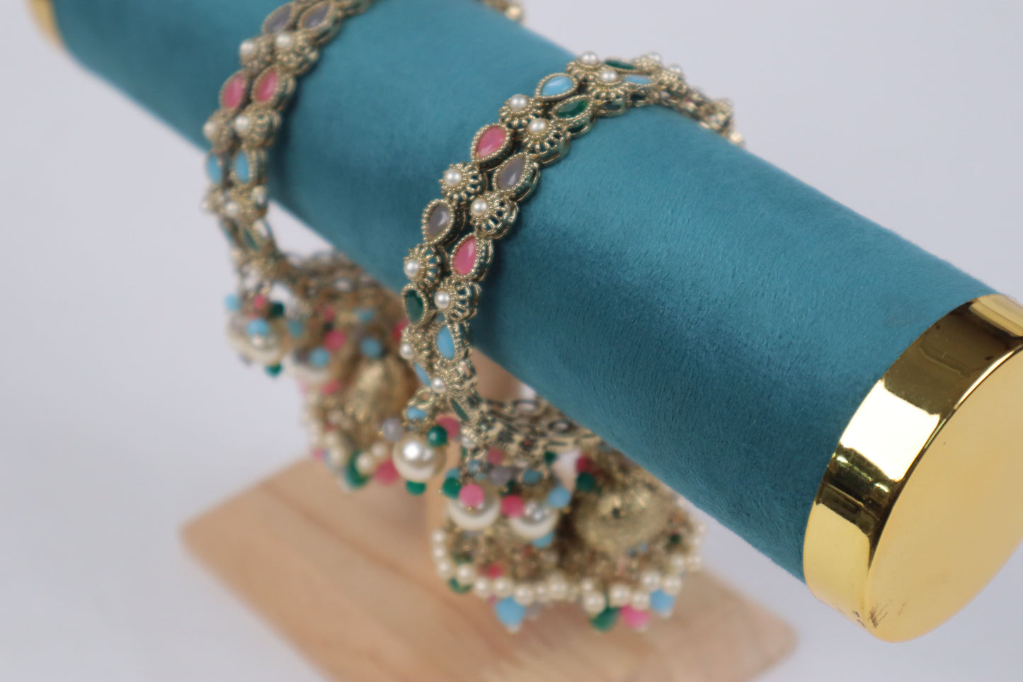 Antique Gold Multi-Hued Latkan Bangles