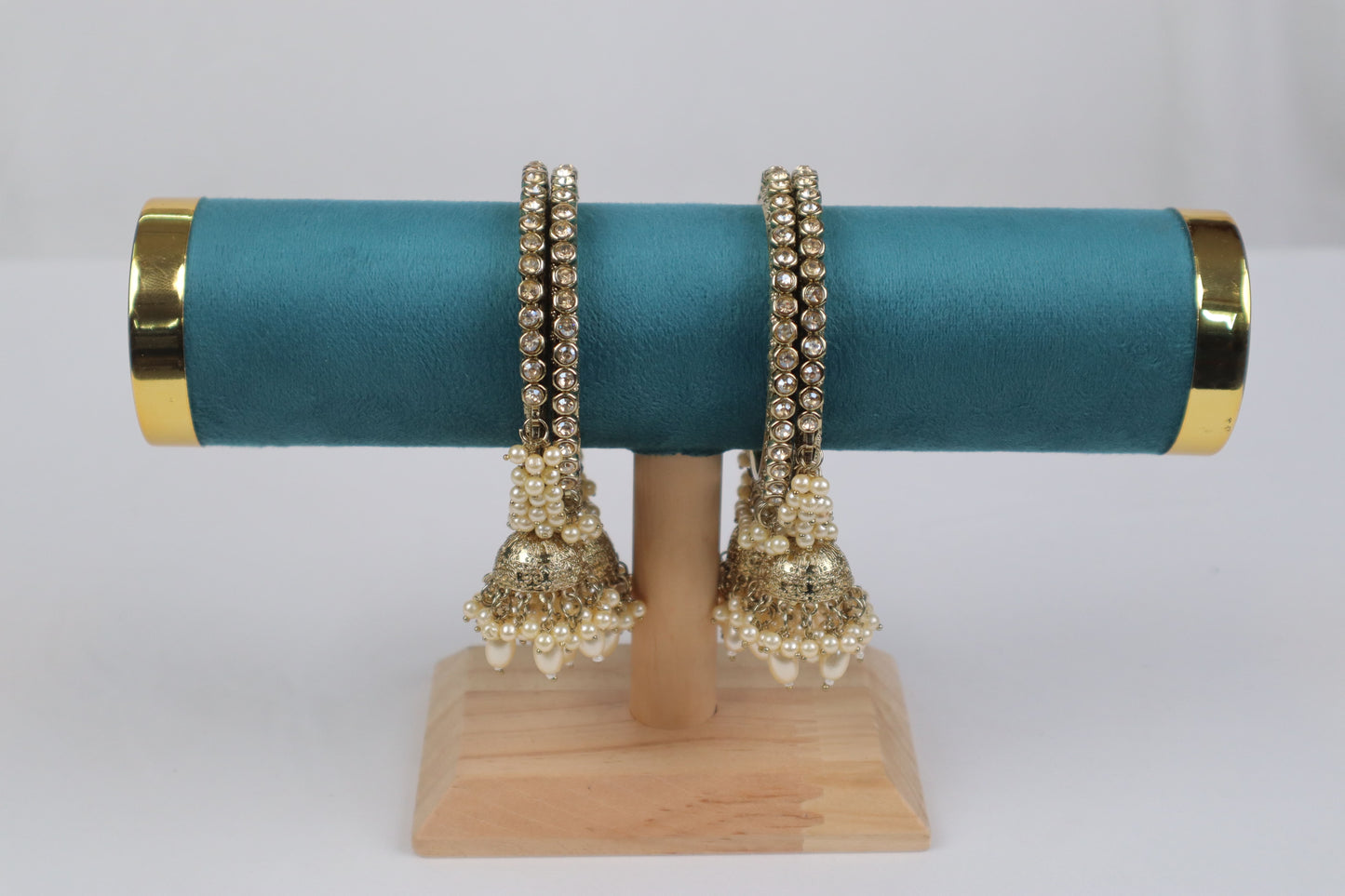 Royal Antique Jhumki Bangles with Pearl Clusters