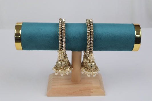 Royal Antique Jhumki Bangles with Pearl Clusters